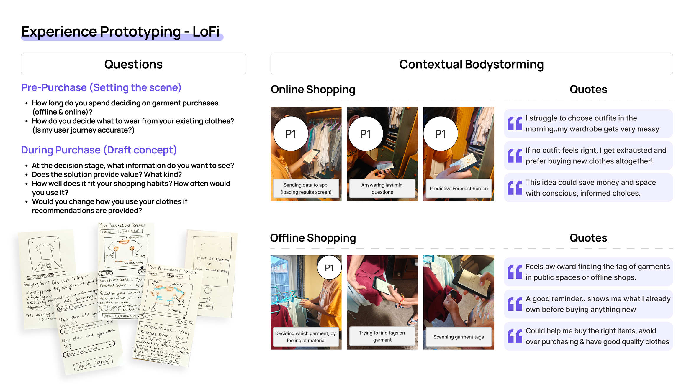 Experience prototyping - Lo-fi